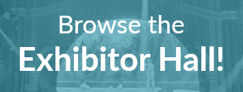 Clickable blue banner with white text linked to browse Virtual Exhibitor Hall