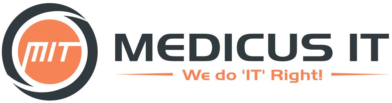 Orange Black Logo Medicus Technology Services